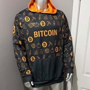 Bitcoin Themed Black and Orange Men's Shirt